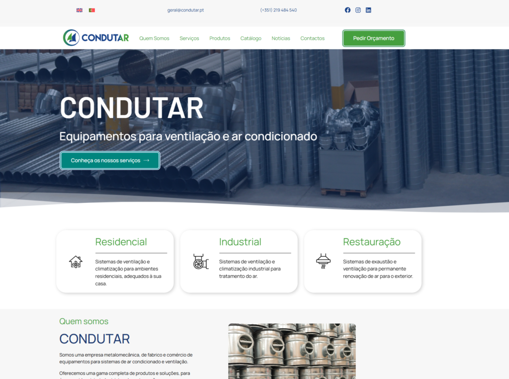 Condutar Website HomePage